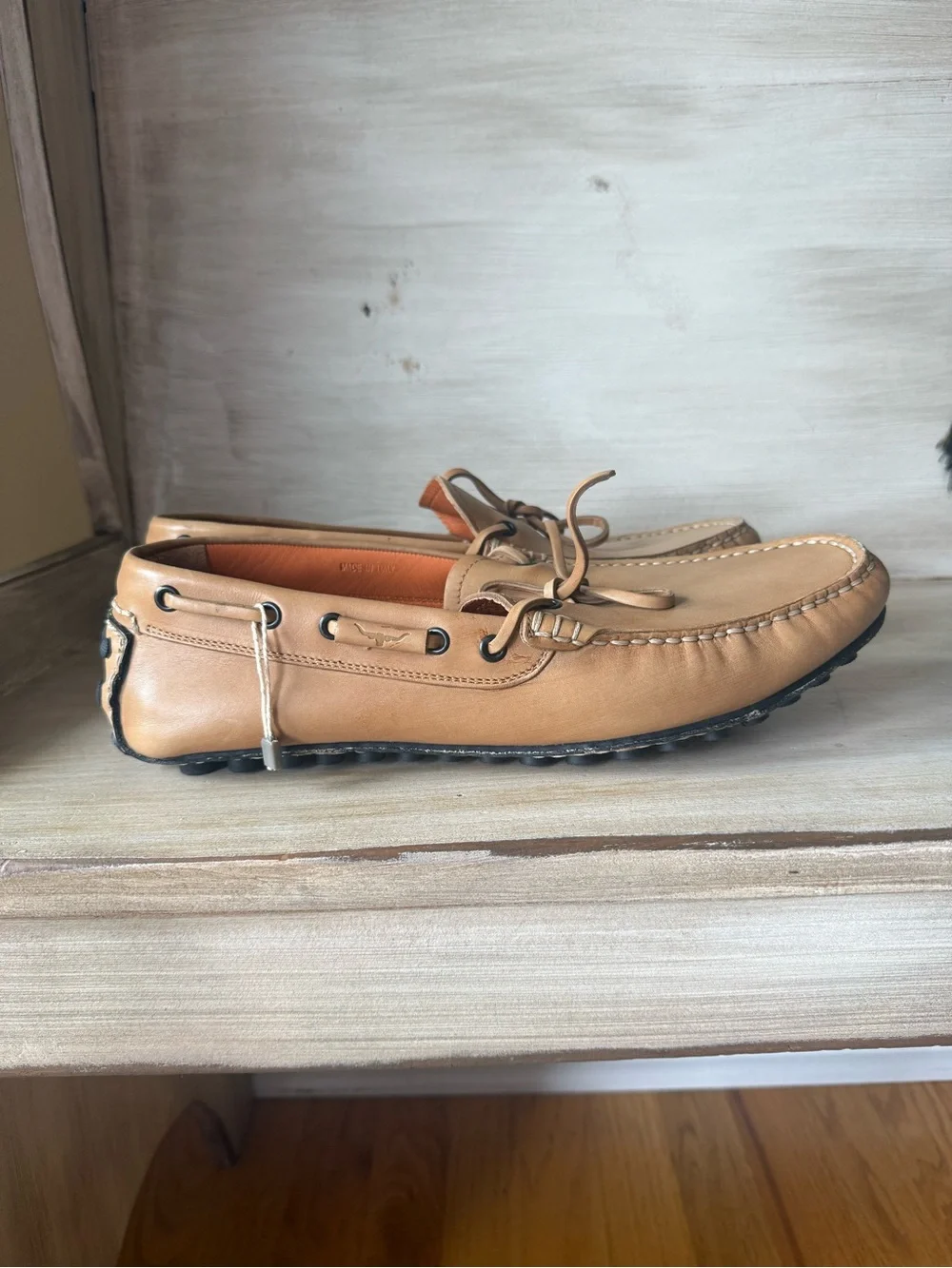 NWOT Mens Arfango Firenze Tan Leather Driving Shoe Loafer Moccasin Size 9.5/10